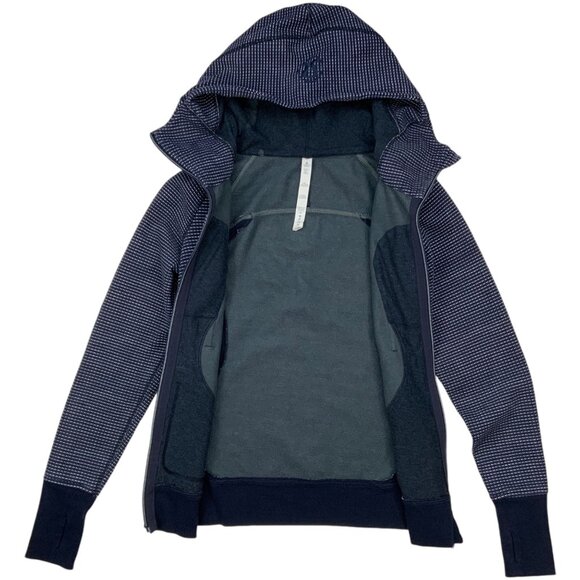 Lululemon Scuba Hoodie Sweatshirt 4 Double Dot Naval Blue Lullaby Thumb Holes - Picture 4 of 12